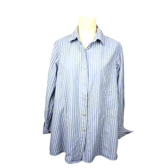 VINTAGE Ticking Striped Maternity Blouse Unique  Buttons & Cuffs. S - Picture 2 of 7